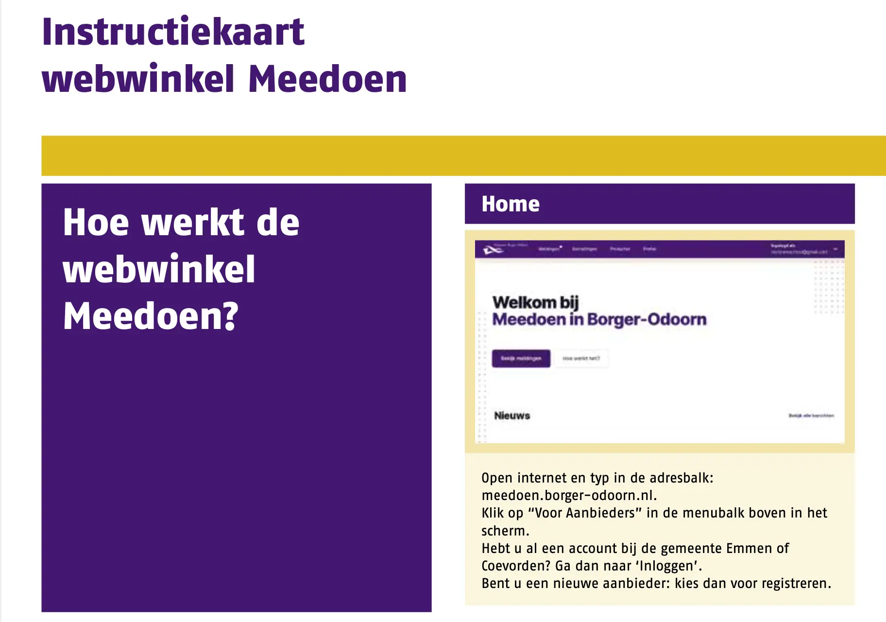 Aanbieders registreren of inloggen